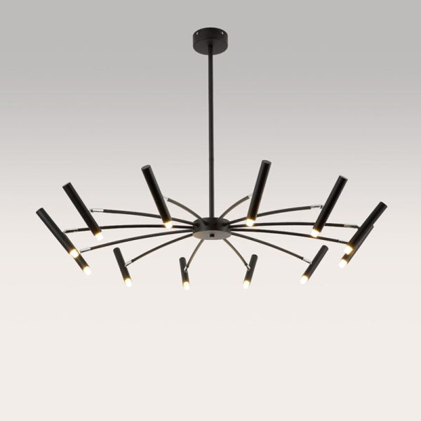 Contemporary Scandinavian Round Radioactive Iron Aluminum 12/24 Light Chandelier For Living Room - Image 22