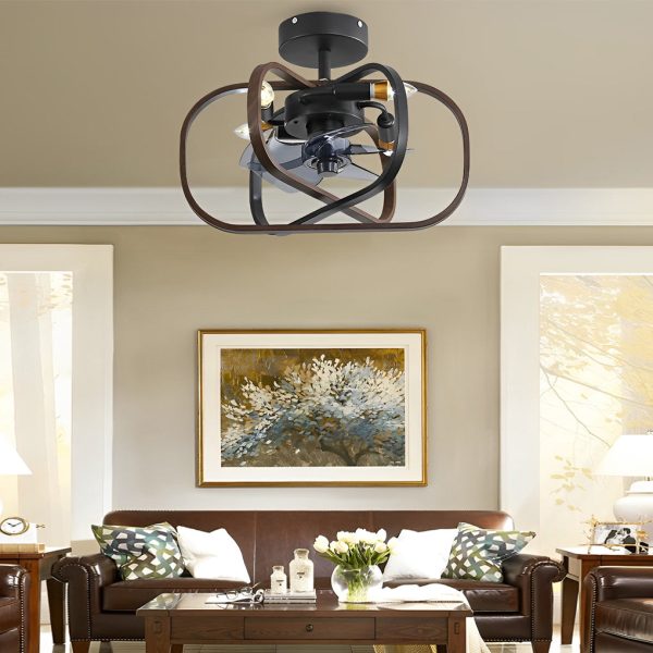 Retro Three Step Dimming LED Mute Bladeless Ceiling Fans with Remote - Image 8