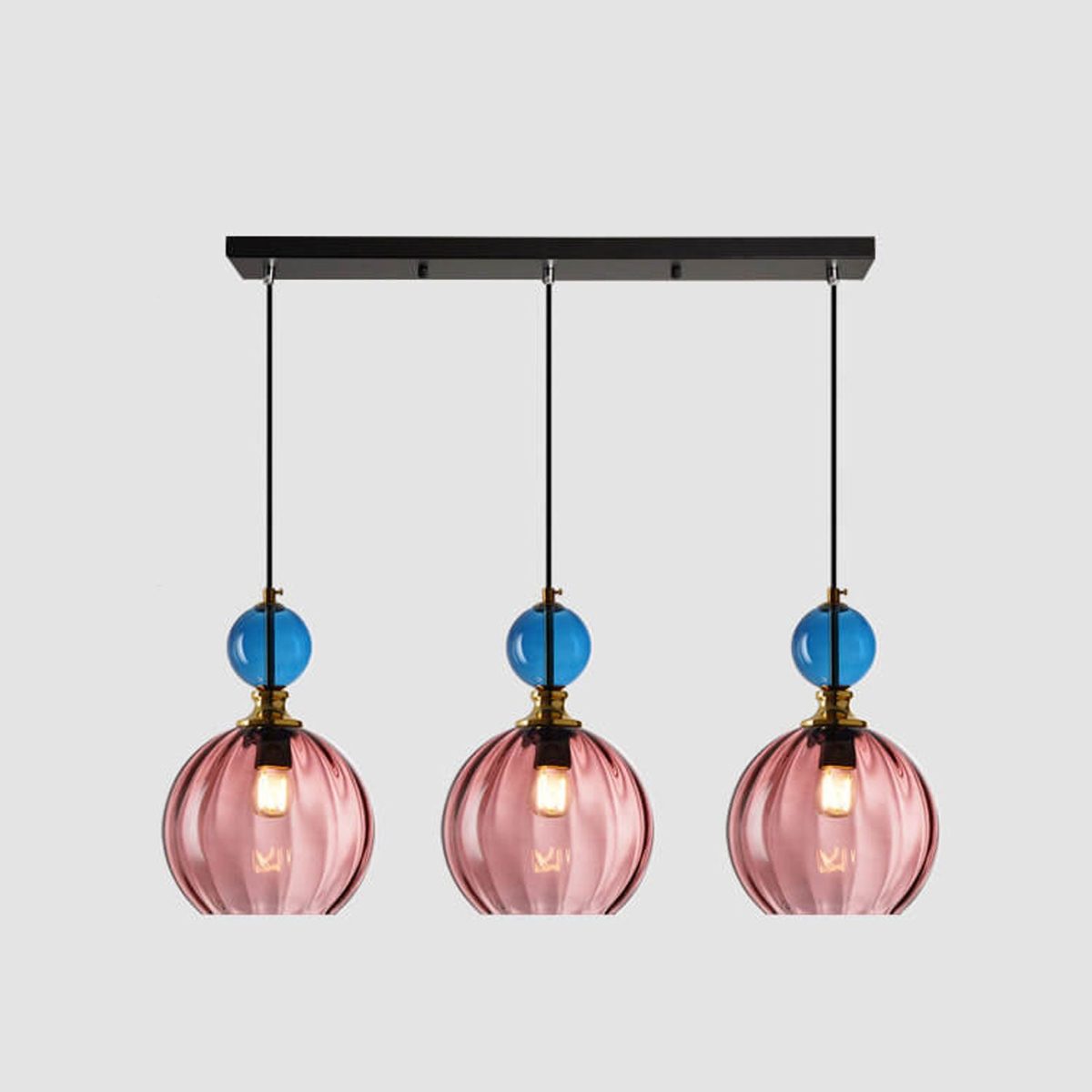 Danish Creative Stripes Glass Round 1/3 Light Chandelier - Image 15