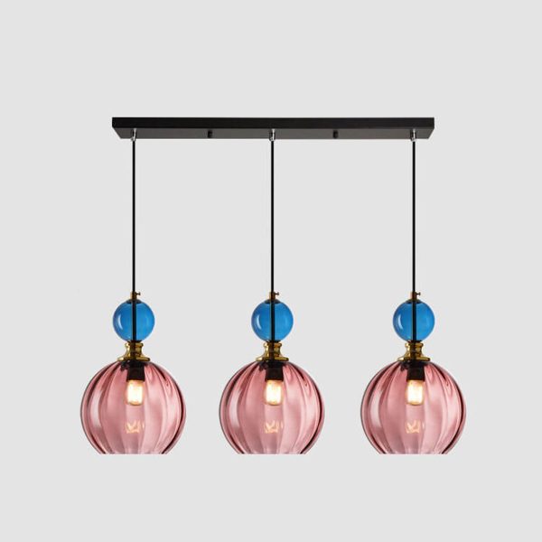 Danish Creative Stripes Glass Round 1/3 Light Chandelier - Image 15