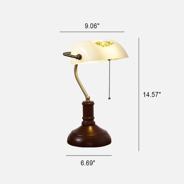 Vintage Solid Wood Glass Bank Zipper 1-Light Table Lamp - Image 9