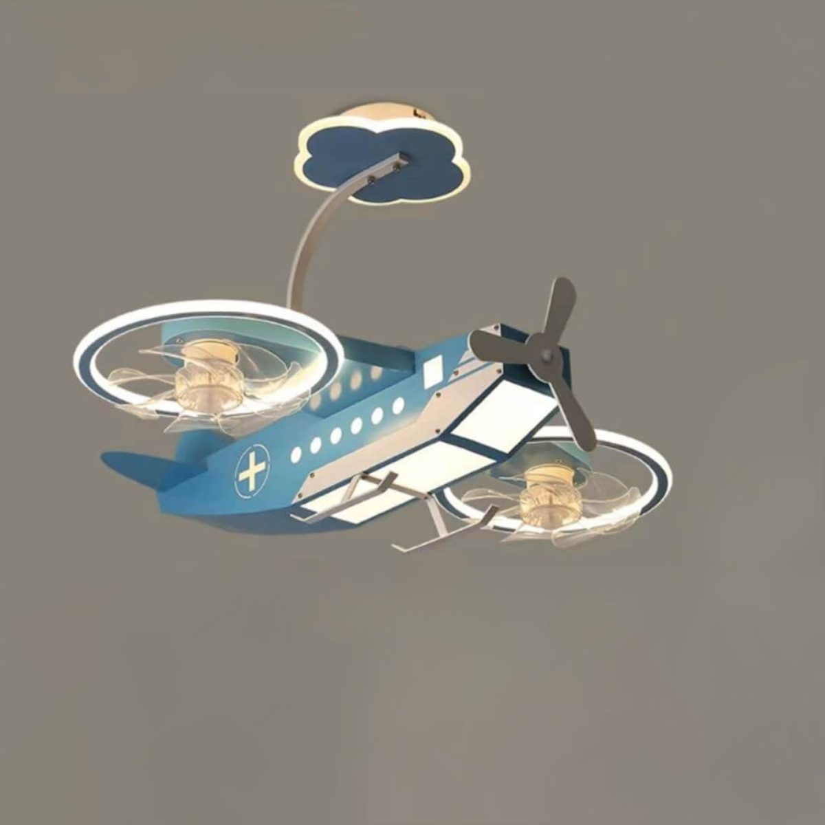 Creative Cartoon Aircraft Kids Flush Mount Ceiling Fan Light - Image 5