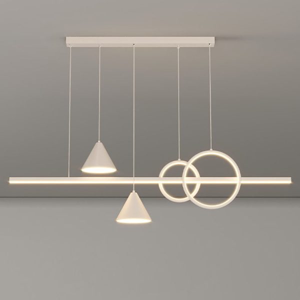Modern Minimalist Strip Cone Circle Iron Acrylic LED Chandeliers Island Light For Dining Room - Image 31