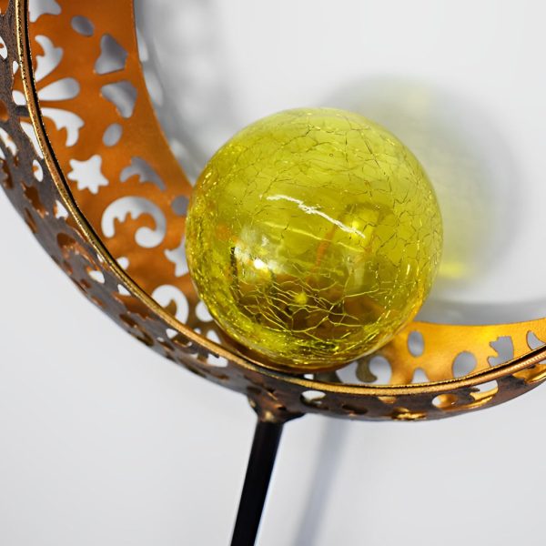 Mystical Moon & Sun Flame Iron Hollow Projector Solar Garden Light - Image 12