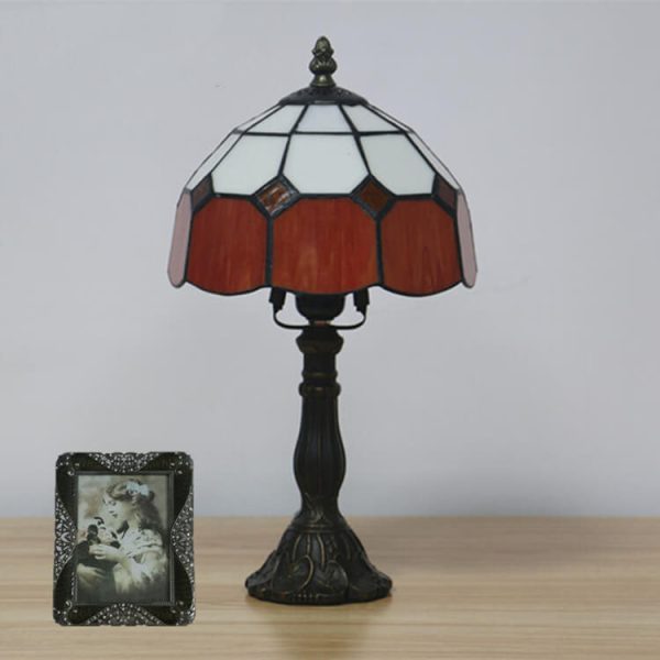 Vintage Tiffany Mediterranean Stained Glass 1-Light Table Lamp - Image 18