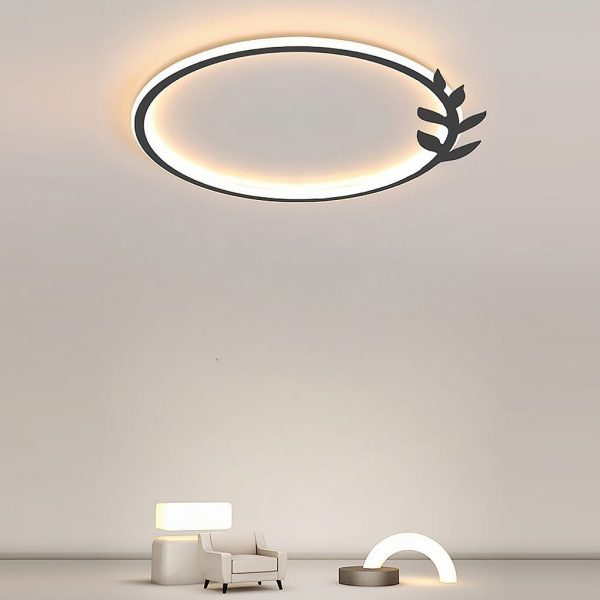 20'' Round Dimmable Black Flush Mount Ceiling Lights LED Lights with Leaf Shaped Edge - Image 2