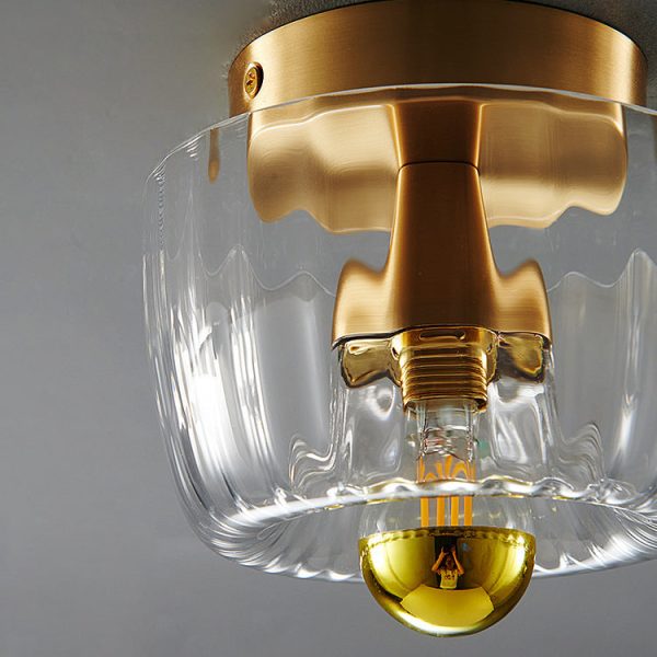 Modern Luxury Glass Sun Shape Full Copper Dual Purpose 1-Light Flush Mount Light - Image 12