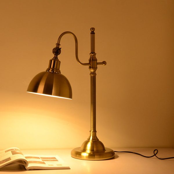 Industrial Retro Gold Iron Long Arm 1-Light LED Table Lamp - Image 16