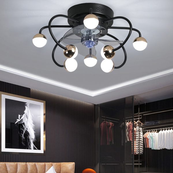Nordic Creative Branch Cage LED Semi-Flush Mount Ceiling Fan Light - Image 3