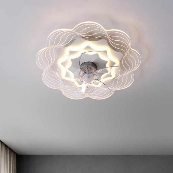 Modern Light Luxury Geometric Line Design LED Flush Mount Ceiling Fan Light - Image 24