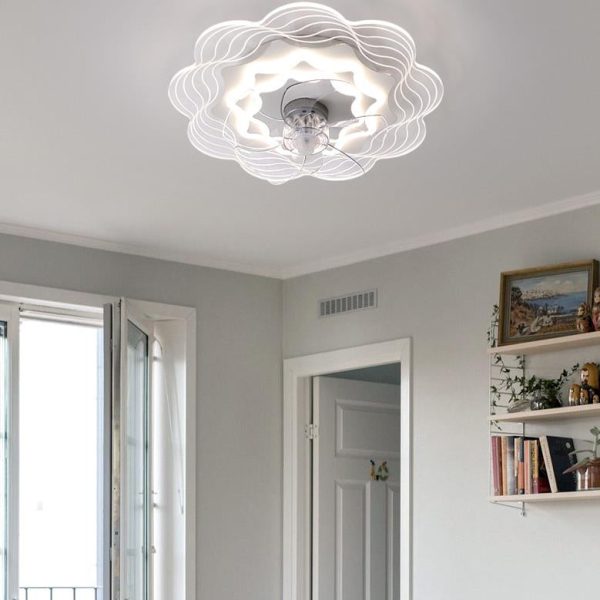 Modern Light Luxury Geometric Line Design LED Flush Mount Ceiling Fan Light - Image 23