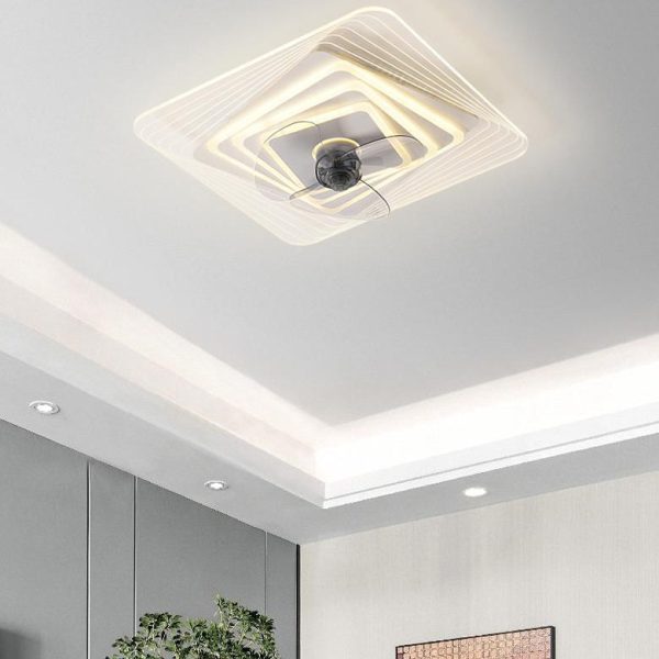 Modern Light Luxury Geometric Line Design LED Flush Mount Ceiling Fan Light - Image 3