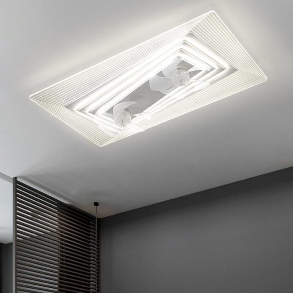 Modern Light Luxury Geometric Line Design LED Flush Mount Ceiling Fan Light - Image 4