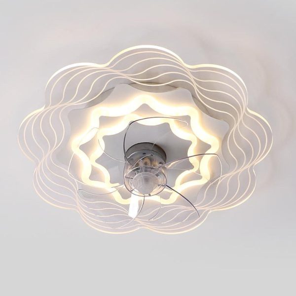 Modern Light Luxury Geometric Line Design LED Flush Mount Ceiling Fan Light - Image 2