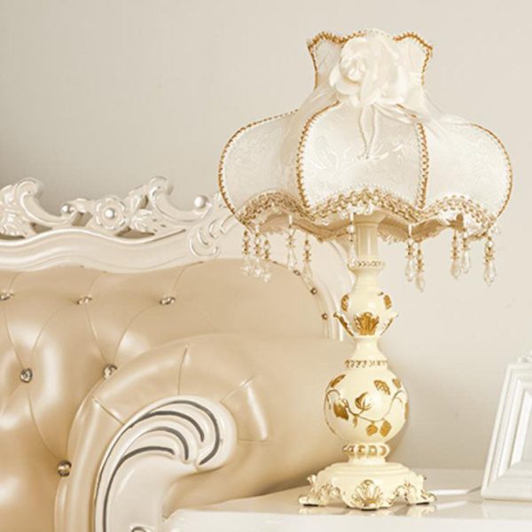 European Retro Light Luxury Carving Resin Fabric Alloy 1-Light Table Lamp - Image 23