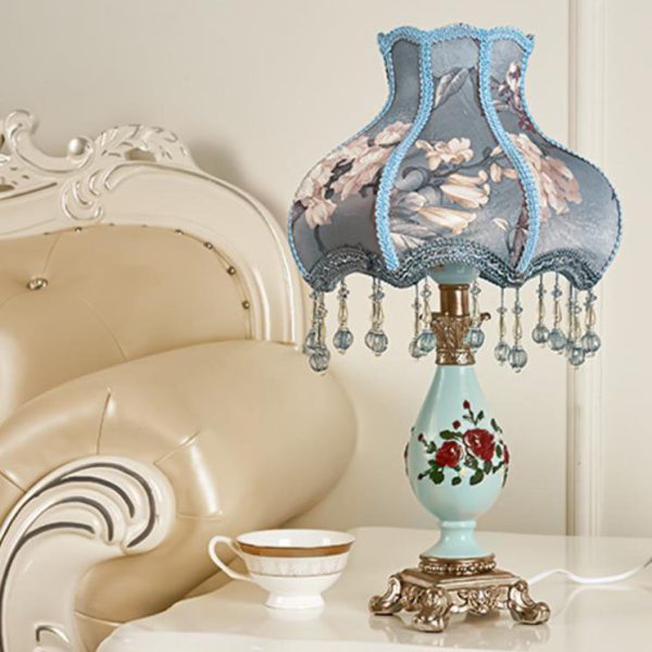European Retro Light Luxury Carving Resin Fabric Alloy 1-Light Table Lamp - Image 26