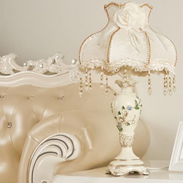 European Retro Light Luxury Carving Resin Fabric Alloy 1-Light Table Lamp - Image 29