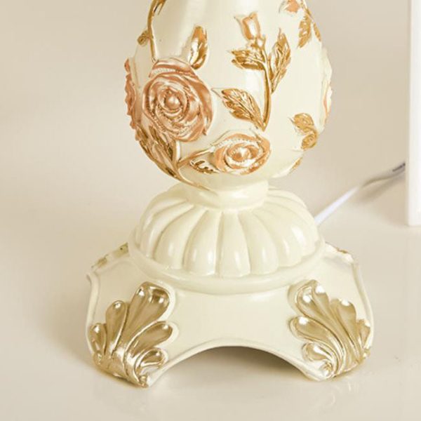 European Retro Light Luxury Carving Resin Fabric Alloy 1-Light Table Lamp - Image 5