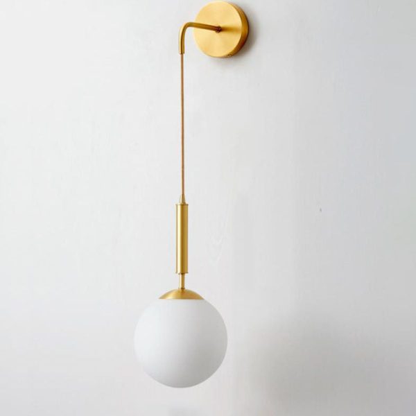 Nordic Minimalist Round Ball Copper Glass 1-Light Wall Sconce Lamp - Image 5