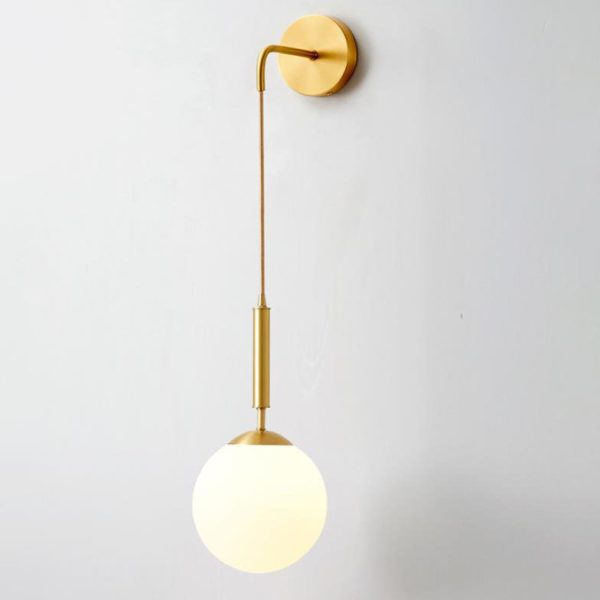 Nordic Minimalist Round Ball Copper Glass 1-Light Wall Sconce Lamp - Image 6
