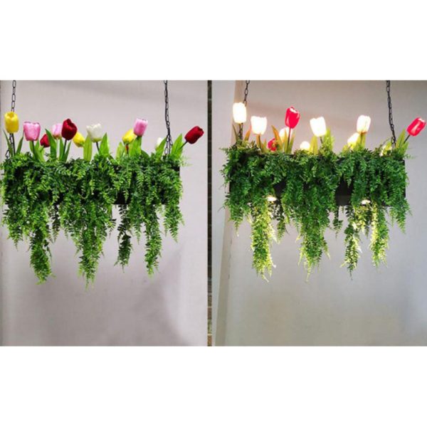 Modern Creative Simulation Plant Flowers Iron 12/13-Light Chandelier - Image 9