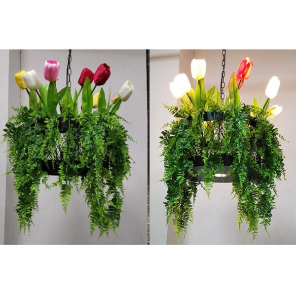 Modern Creative Simulation Plant Flowers Iron 12/13-Light Chandelier - Image 12