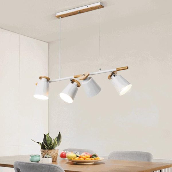 Nordic Minimalist Solid Macaron Color Wood Iron 4-Light Island Light Chandelier - Image 13