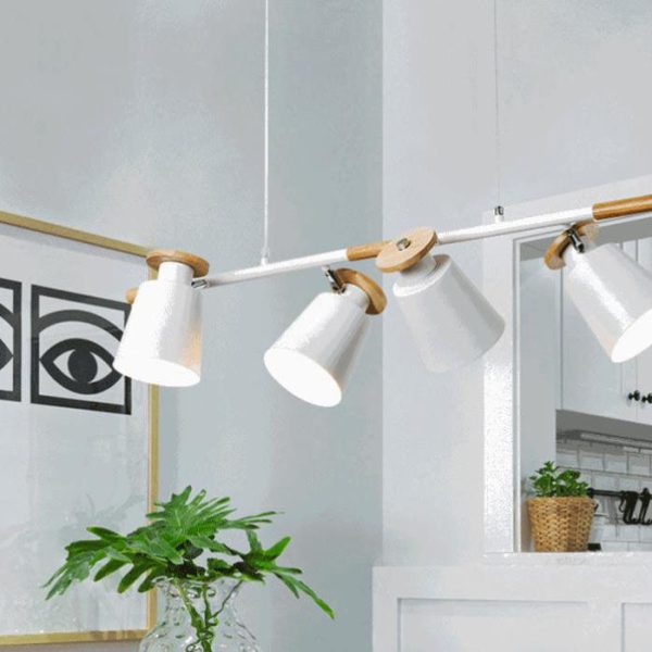 Nordic Minimalist Solid Macaron Color Wood Iron 4-Light Island Light Chandelier - Image 14