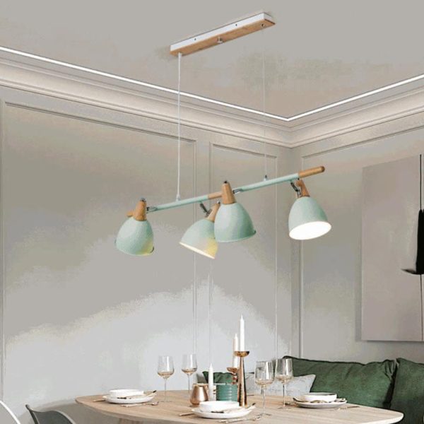 Nordic Minimalist Solid Macaron Color Wood Iron 4-Light Island Light Chandelier - Image 15