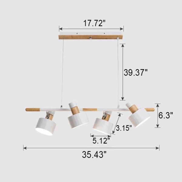 Nordic Minimalist Solid Macaron Color Wood Iron 4-Light Island Light Chandelier - Image 3