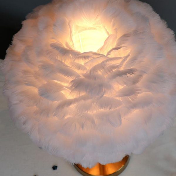 Nordic Creative Feather Round Crystal Tassel 1-Light Table Lamp - Image 8