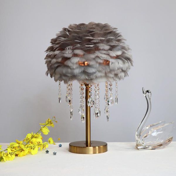 Nordic Creative Feather Round Crystal Tassel 1-Light Table Lamp - Image 16