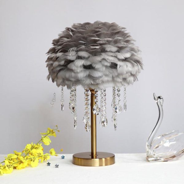 Nordic Creative Feather Round Crystal Tassel 1-Light Table Lamp - Image 12