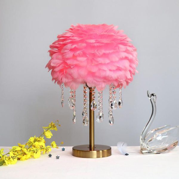 Nordic Creative Feather Round Crystal Tassel 1-Light Table Lamp - Image 5