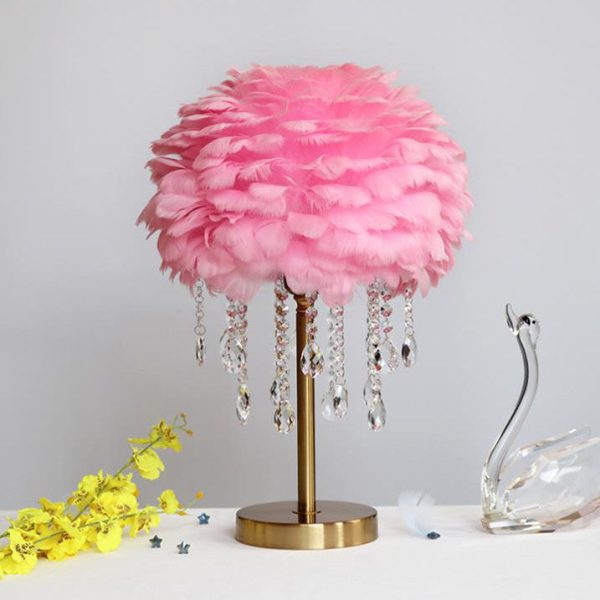Nordic Creative Feather Round Crystal Tassel 1-Light Table Lamp - Image 14