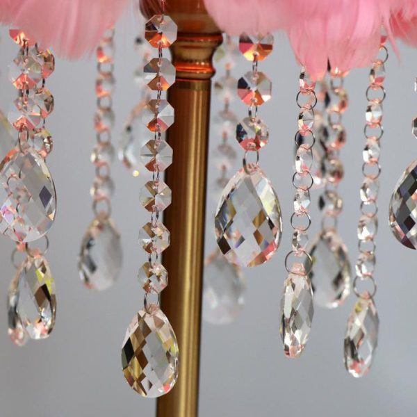 Nordic Creative Feather Round Crystal Tassel 1-Light Table Lamp - Image 9
