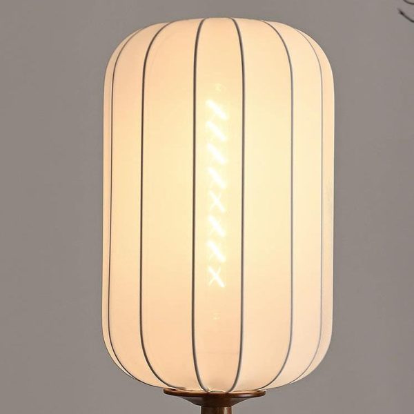 Japanese Zen Rosewood Base Silk Lantern Shade 1-Light Standing Floor Lamp - Image 6