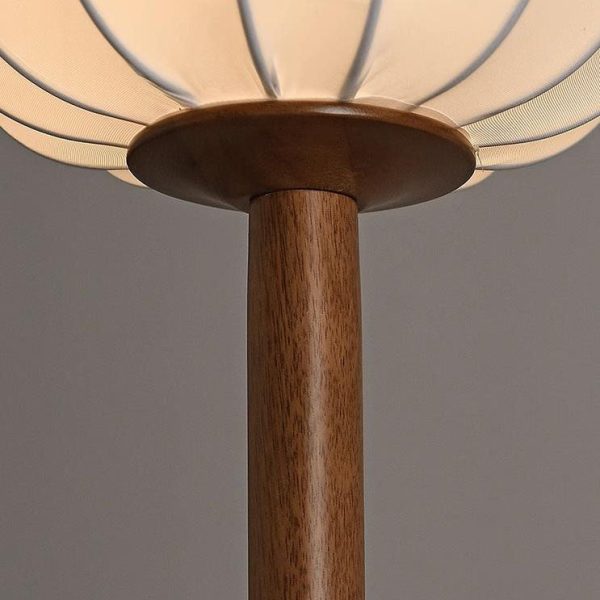 Japanese Zen Rosewood Base Silk Lantern Shade 1-Light Standing Floor Lamp - Image 8
