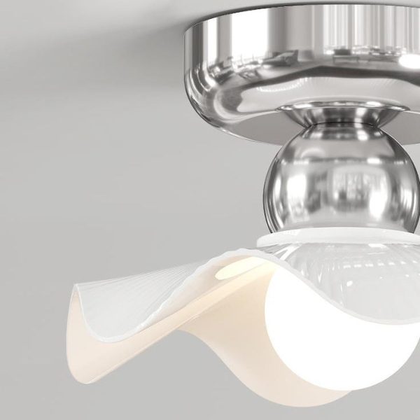 Modern Cream Round Lace Iron Ceramic 1-Light Semi-Flush Mount Ceiling Light - Image 9