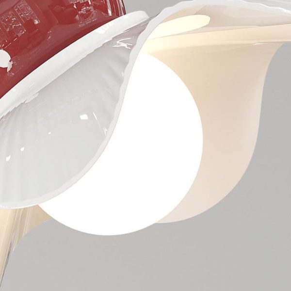Modern Cream Round Lace Iron Ceramic 1-Light Semi-Flush Mount Ceiling Light - Image 10