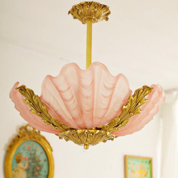 Modern Art Deco Shell Shape Brass Finish Frame 3/4-Light Chandelier for Living Room - Image 8