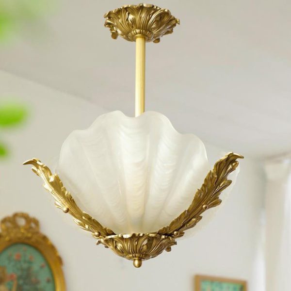 Modern Art Deco Shell Shape Brass Finish Frame 3/4-Light Chandelier for Living Room - Image 10