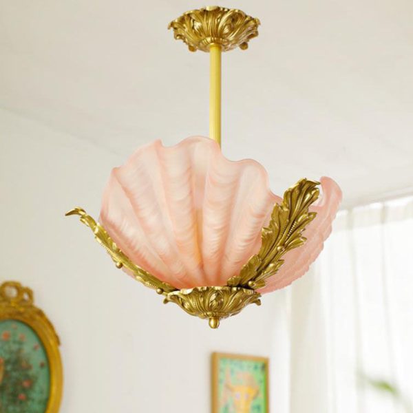 Modern Art Deco Shell Shape Brass Finish Frame 3/4-Light Chandelier for Living Room - Image 11