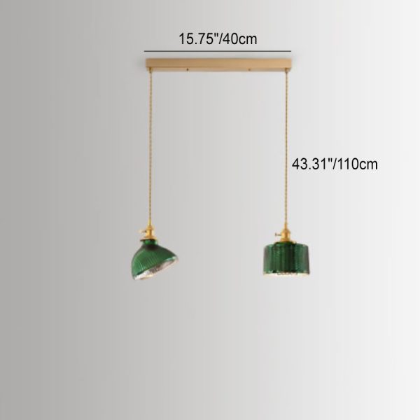 Nordic Vintage Green Brass Glass 1/2/3 Light Island Light Chandelier - Image 5