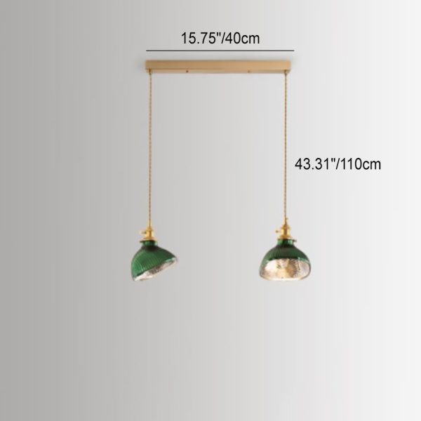 Nordic Vintage Green Brass Glass 1/2/3 Light Island Light Chandelier - Image 6