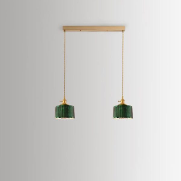 Nordic Vintage Green Brass Glass 1/2/3 Light Island Light Chandelier - Image 28