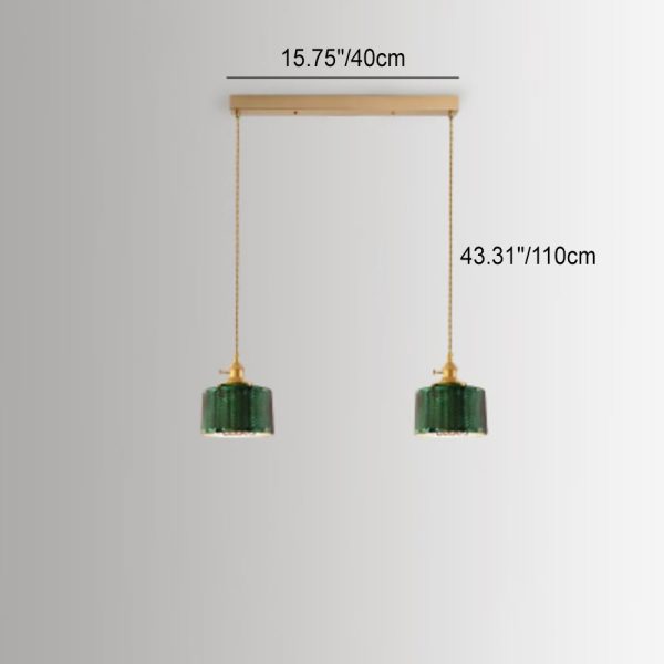 Nordic Vintage Green Brass Glass 1/2/3 Light Island Light Chandelier - Image 7