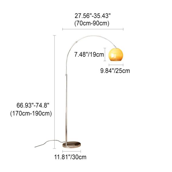 Contemporary Scandinavian Glass Round Shade Fishing Rod Iron 1-Light Standing Floor Lamp For Living Room - Image 5