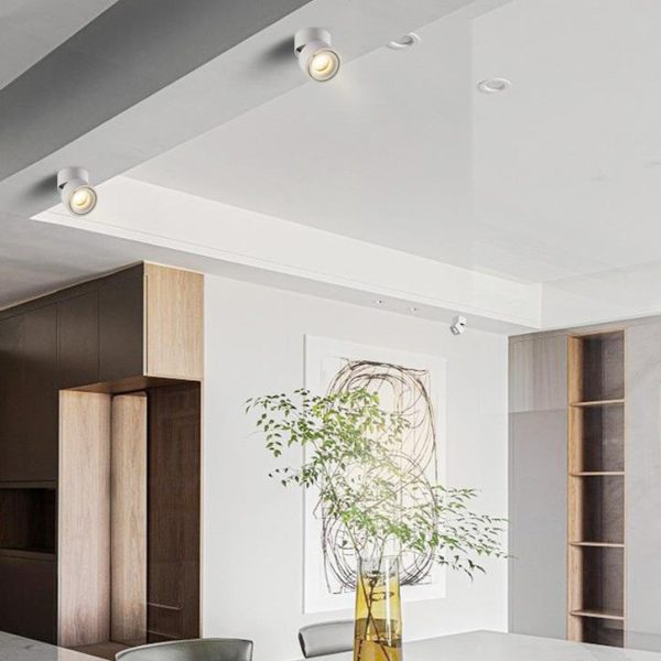 Modern Minimalist Cylinder Adjustable Angle Aluminum LED Flush Mount Ceiling Light For Living Room - Image 11