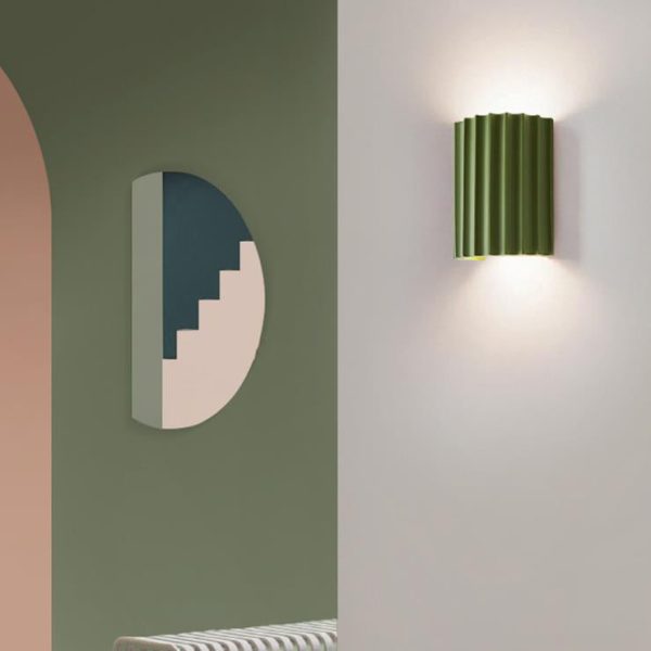 Contemporary Scandinavian Resin Half Column 2-Light Wall Sconce Lamp For Hallway - Image 3